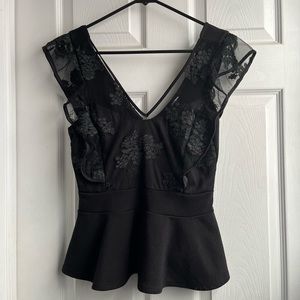 Black Lace Peplum Top